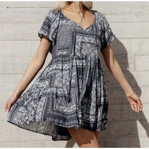 Bohme Sienna Floral Dress In Charcoal Size Medium